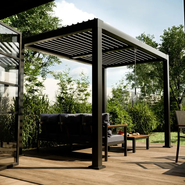 Pergola bioclimatique autoportante NATERIAL Clima aluminium gris