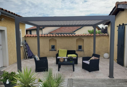 Pergola bioclimatique motorisée aluminium 4x3m + LED  GREEN OUTSIDE