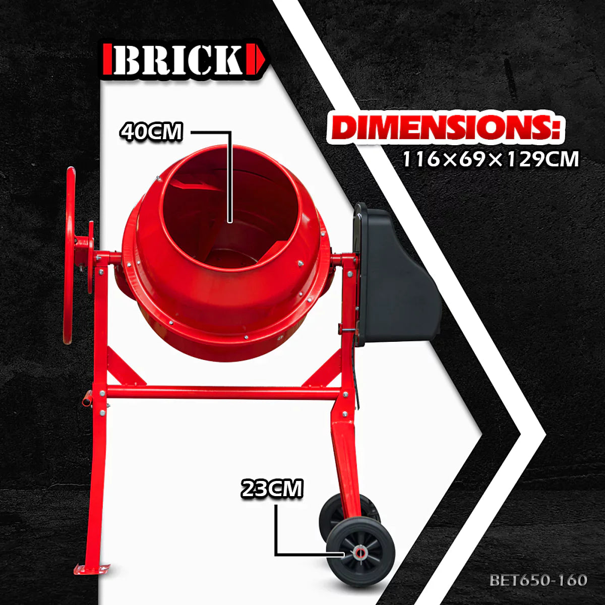Brick Bétonnière 650w Capacité Du Tambour 160l