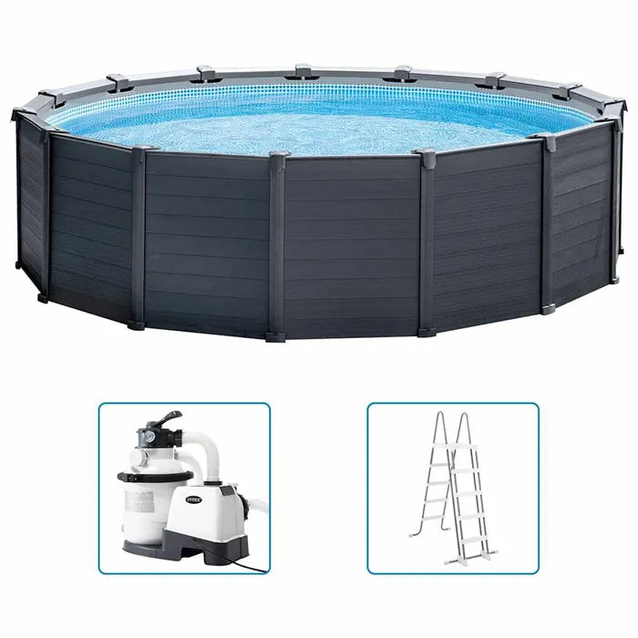 INTEX Aufstellpool-Set Graphitgraue Platte 478x124 cm