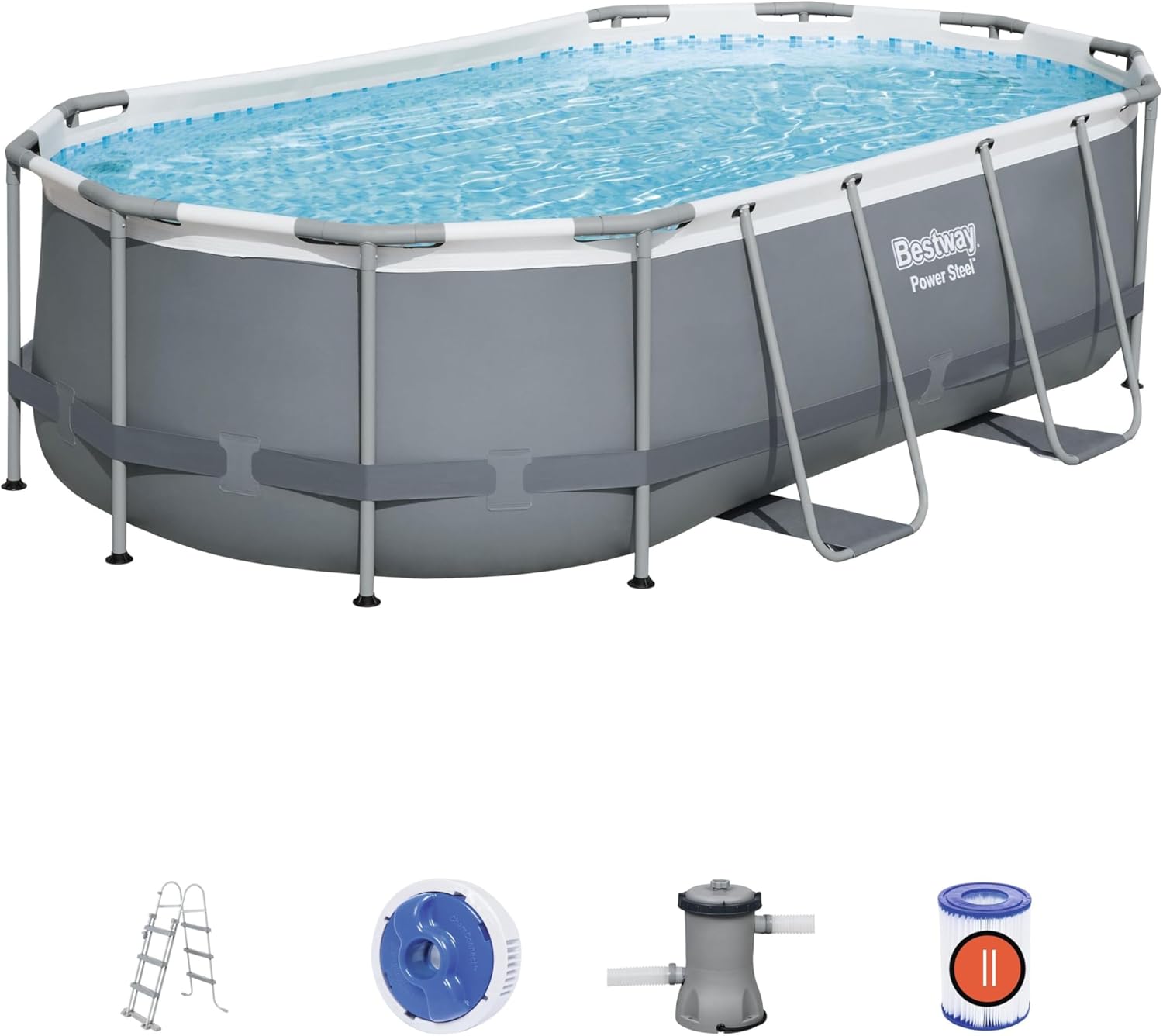 Bestway Piscine tubulaire Power Steel ovale 4,27 x 2,50 x 1,00 m