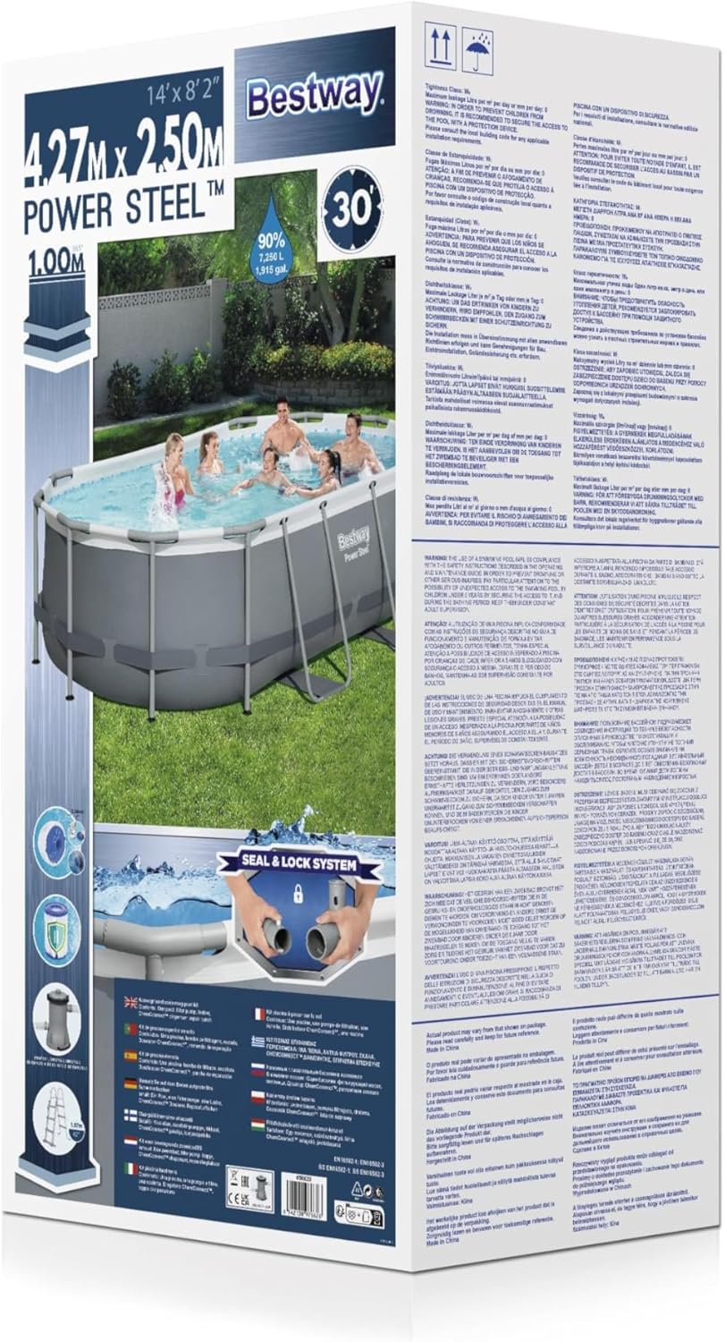 Bestway Piscine tubulaire Power Steel ovale 4,27 x 2,50 x 1,00 m