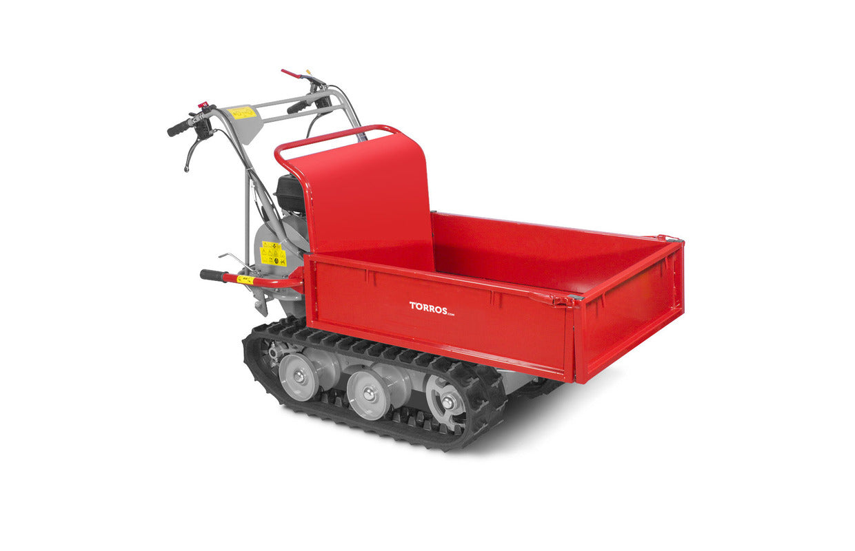 Brouette à moteur thermique à chenilles benne plateau basculante manuelle à ridelles  MRP300