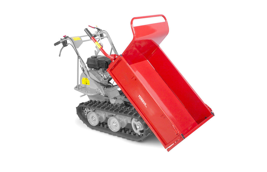 Brouette à moteur thermique à chenilles benne plateau basculante manuelle à ridelles  MRP300