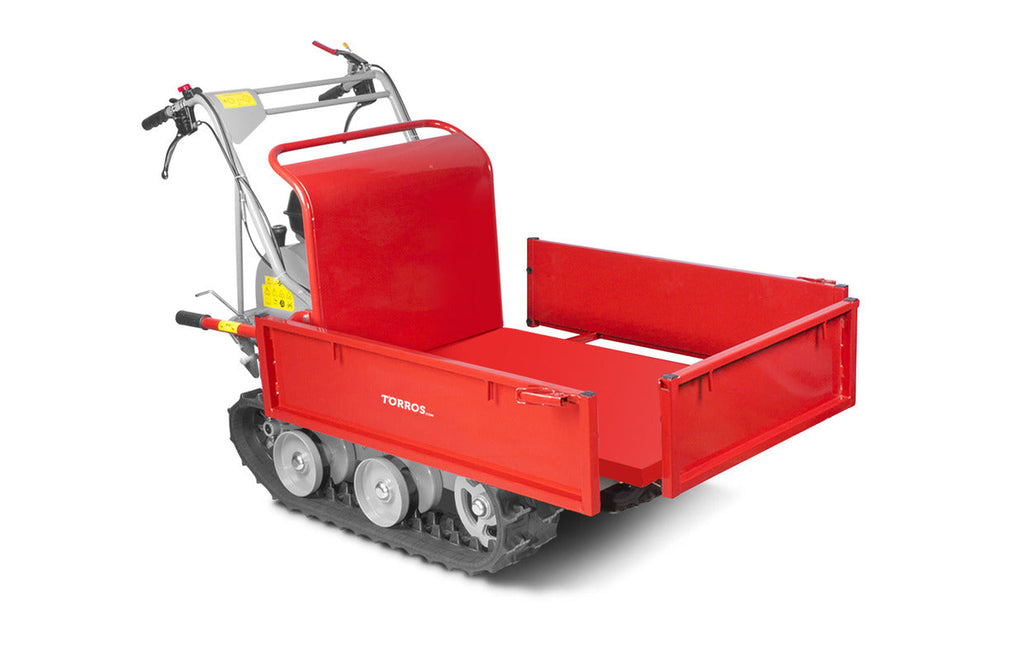 Brouette à moteur thermique à chenilles benne plateau basculante manuelle à ridelles  MRP300