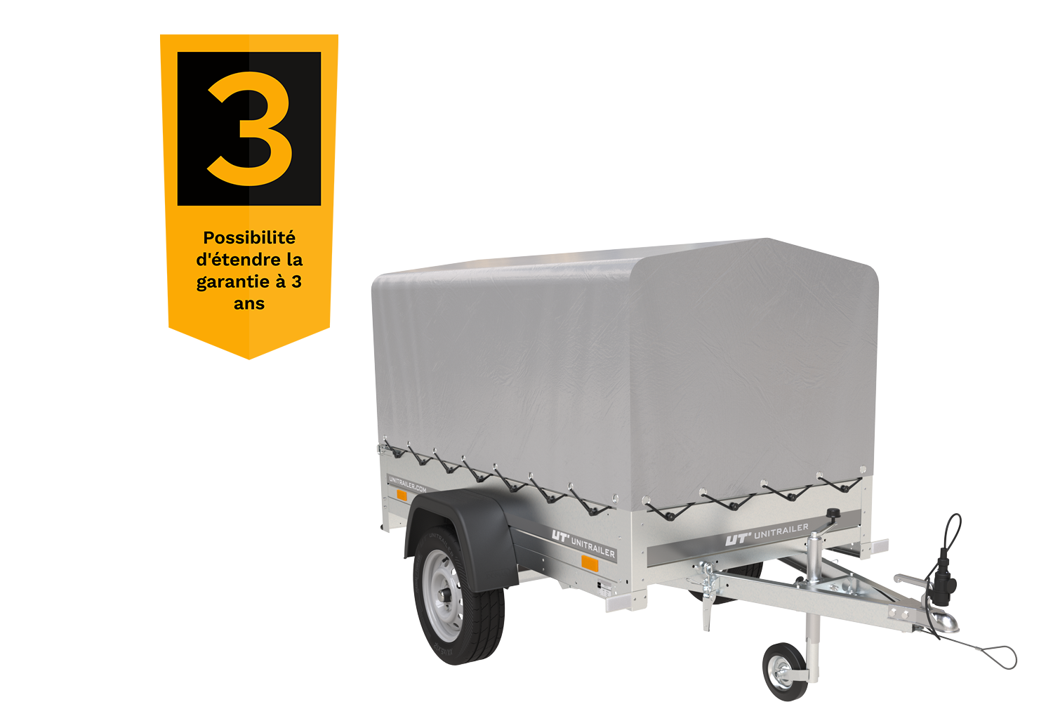 Remorque 750 kg 200 x 125 avec bâche haute et arceau Garden Trailer 201 KIPP