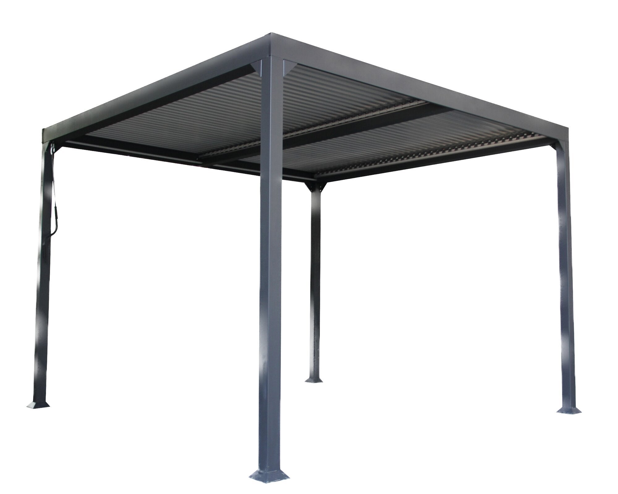 Pergola bioclimatique autoportante First II, Aluminium Gris Anthracite 9m²