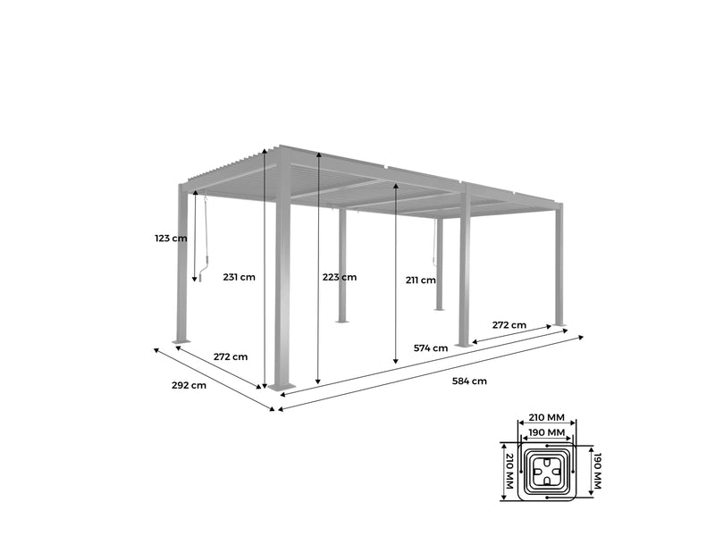 Pergola bioclimatique aluminium et acier lames orientables 6x3m Palace