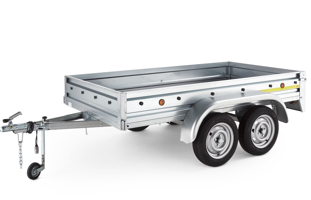 Remorque double essieux Trigano TR901522 280kg + roue jockey + bâchet et rehausses