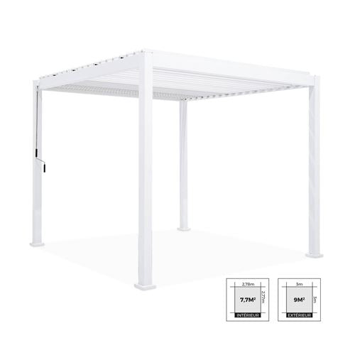 Pergola bioclimatique aluminium blanc Triomphe 3x3 m lames orientables