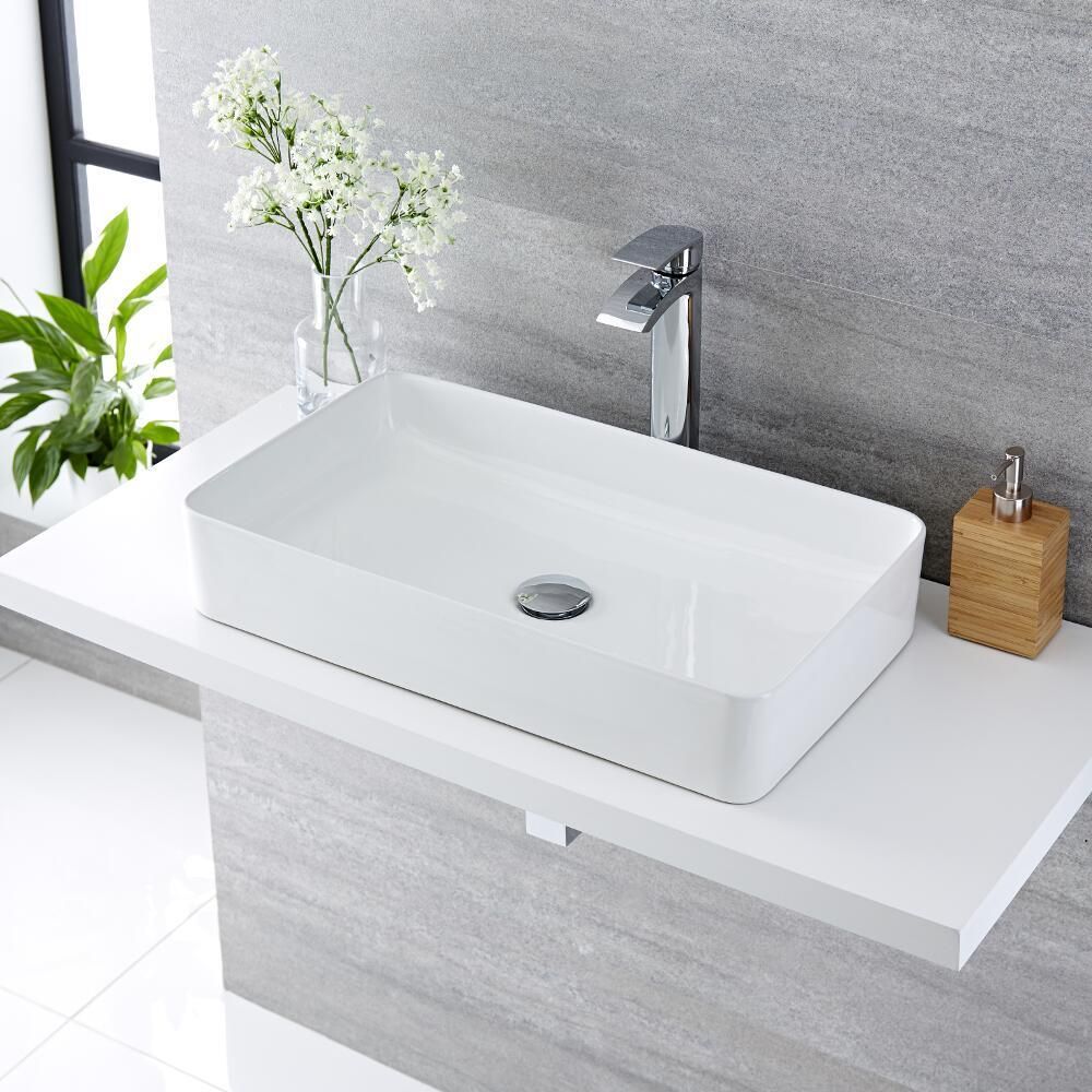 Hudson Reed Vasque à Poser Céramique Design Moderne Rectangulaire