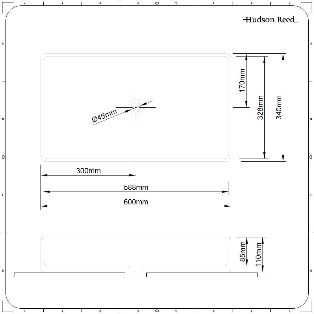 Hudson Reed Vasque à Poser Céramique Design Moderne Rectangulaire