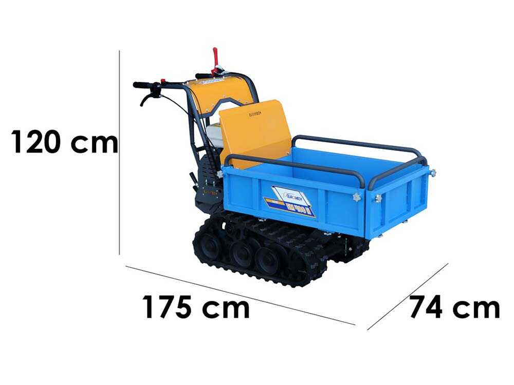 Brouette motorisée à chenilles EuroMech EM400H-Agri - Caisson extensible avec charge de 400 kg