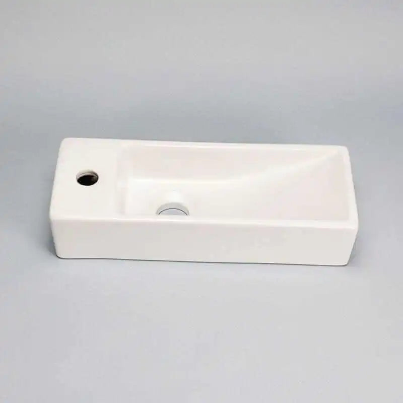 Lave main Rectangle Droite Céramique Blanc - 38x15 cm - Minimalist
