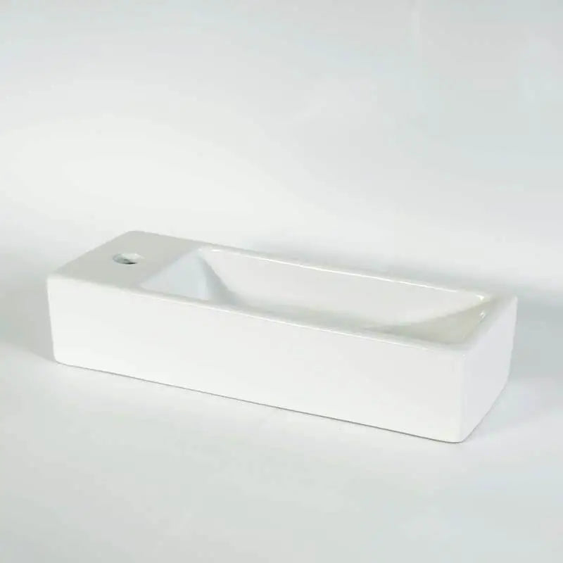Lave main Rectangle Droite Céramique Blanc - 38x15 cm - Minimalist