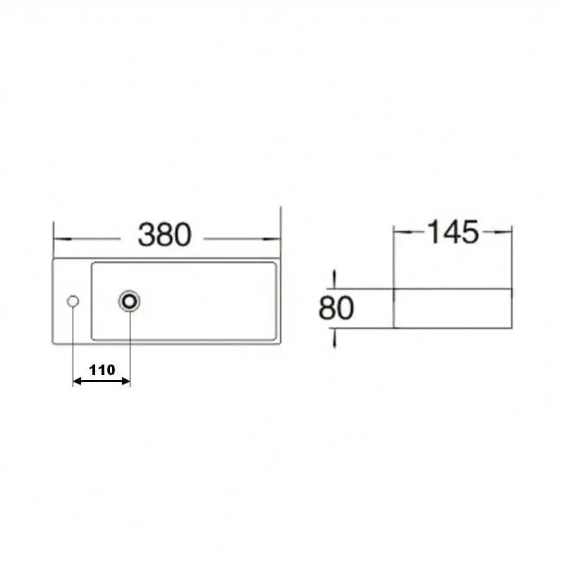Weißes Keramikwaschbecken rechts - 38x15 cm - Minimalist 