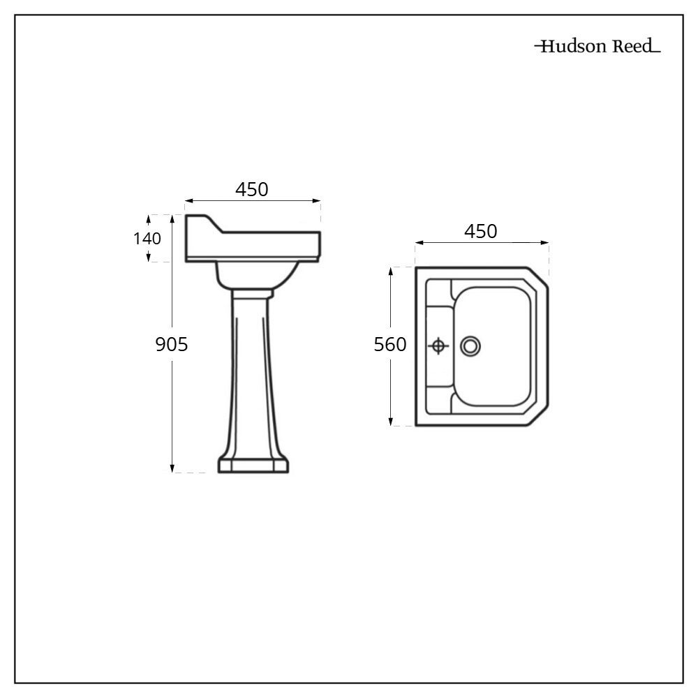 Hudson Reed Lavabo Rétro sur Colonne 2 Trous 56cm