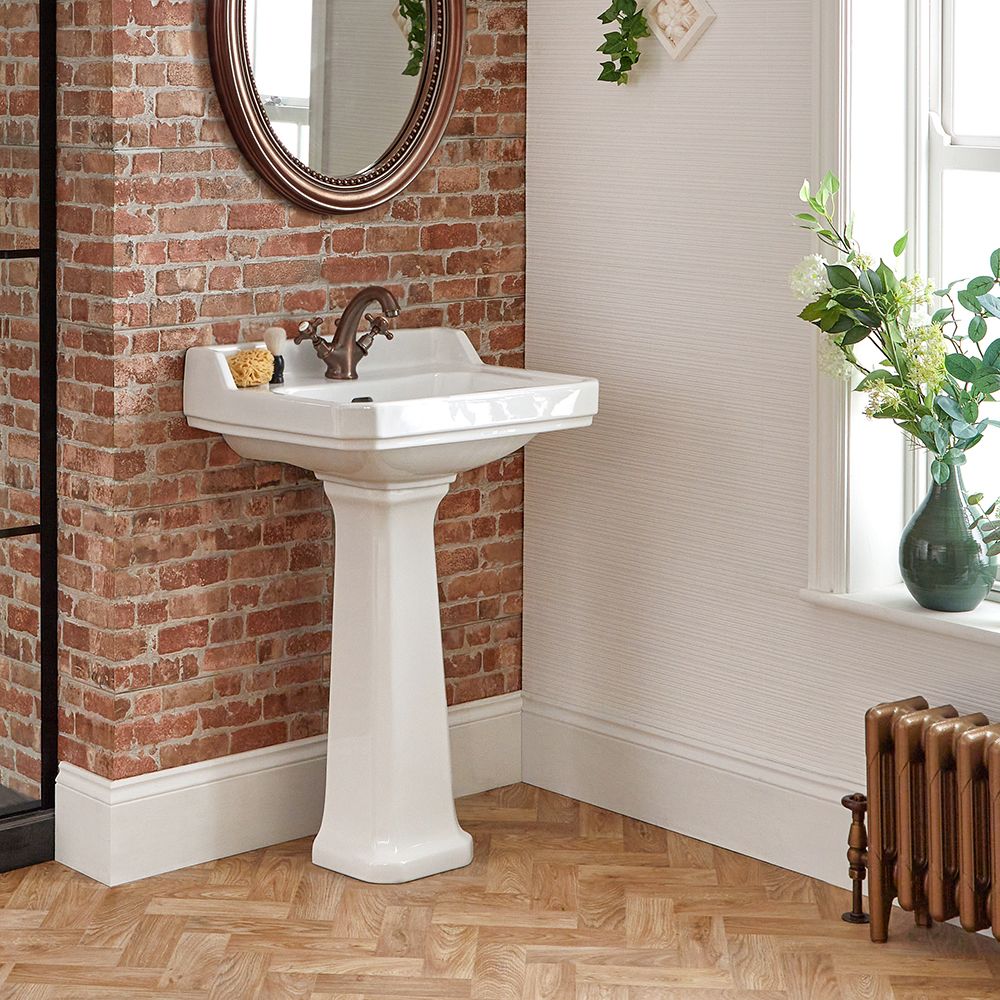 Hudson Reed Lavabo Rétro sur Colonne 2 Trous 56cm