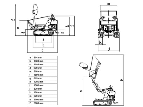 Brouette sur chenilles mini-dumper hydrostatique