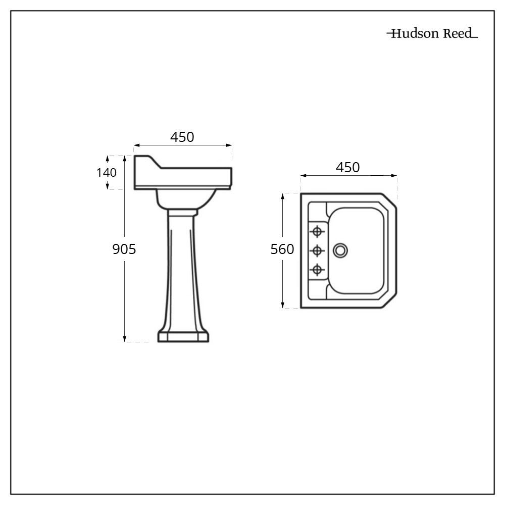 Hudson Reed Lavabo sur Colonne Rétro 3 Trous