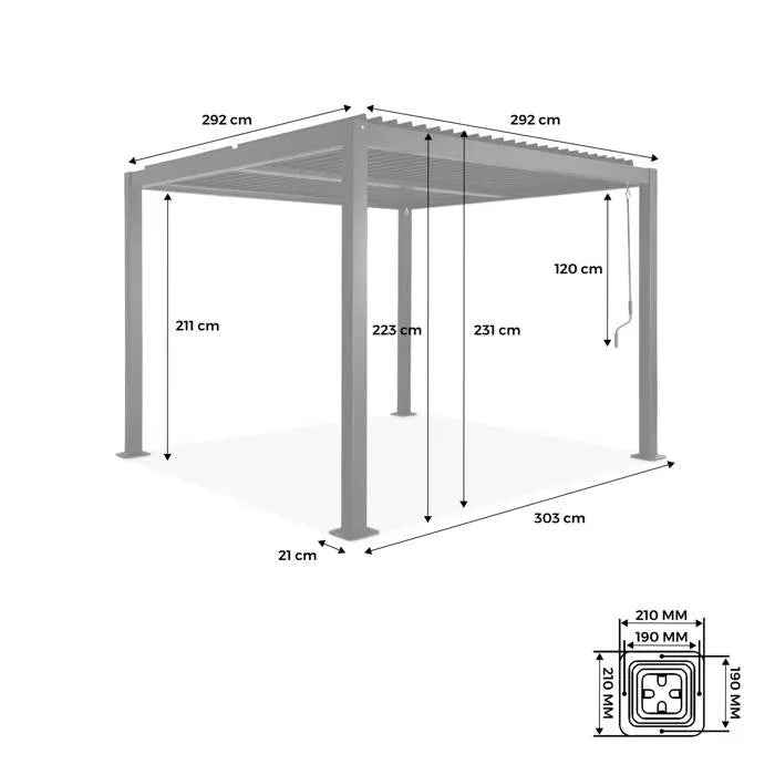 SWEEEK Pergola bioclimatique anthracite aluminium et acier 3x3m lames orientables