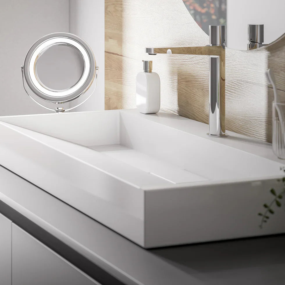 Lavabo mural / lavabo à poser en marbre artificiel BS6001 - Blanc bri